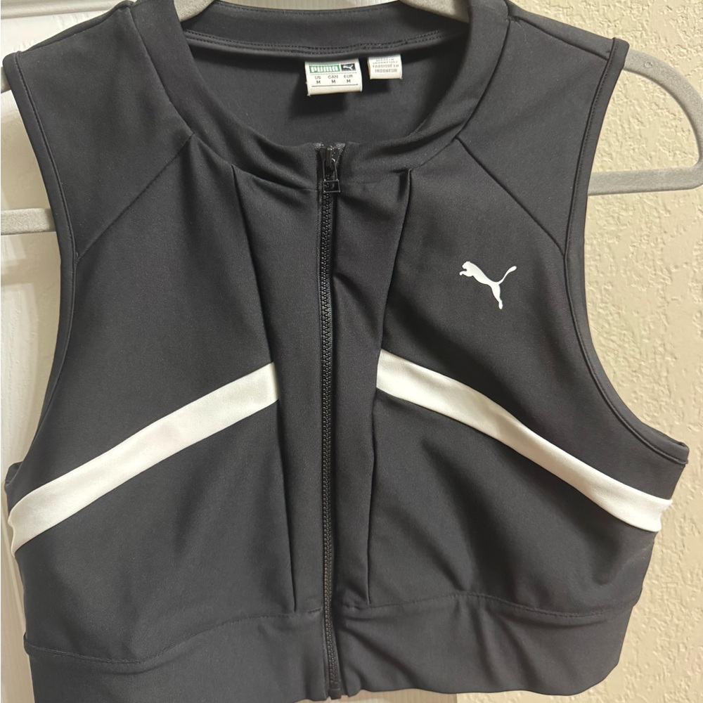 Puma Black Top with Green Logo Label